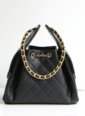 25K秀款25bag抽绳菱格链条小号单肩包油蜡牛皮嬉皮hobo女包麂皮包