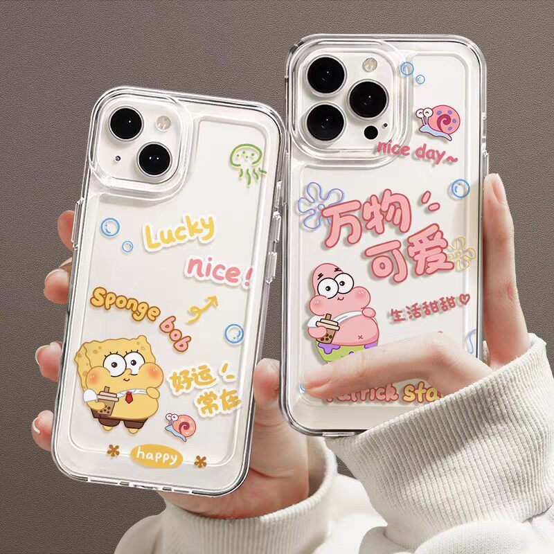 海绵宝宝适用苹果17手机壳16pro新款女iphone13pro全包防摔14promax透明12por可爱xr保护套15时尚硅胶11软壳