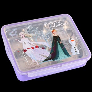 精选冰雪316不锈钢小学生专用饭盒便当盒儿童餐盘分格带盖保温餐