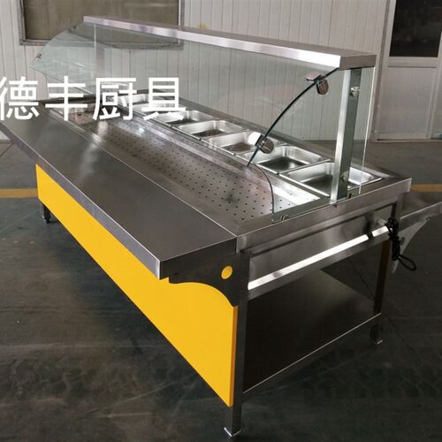 玻璃罩中式快餐车保温售饭台售菜热菜浏阳蒸菜台小碗菜汤池粥桶台