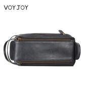 VOYJOY品质洗漱包男士 双拉链皮革便携手拎收纳包出差旅行用品包女