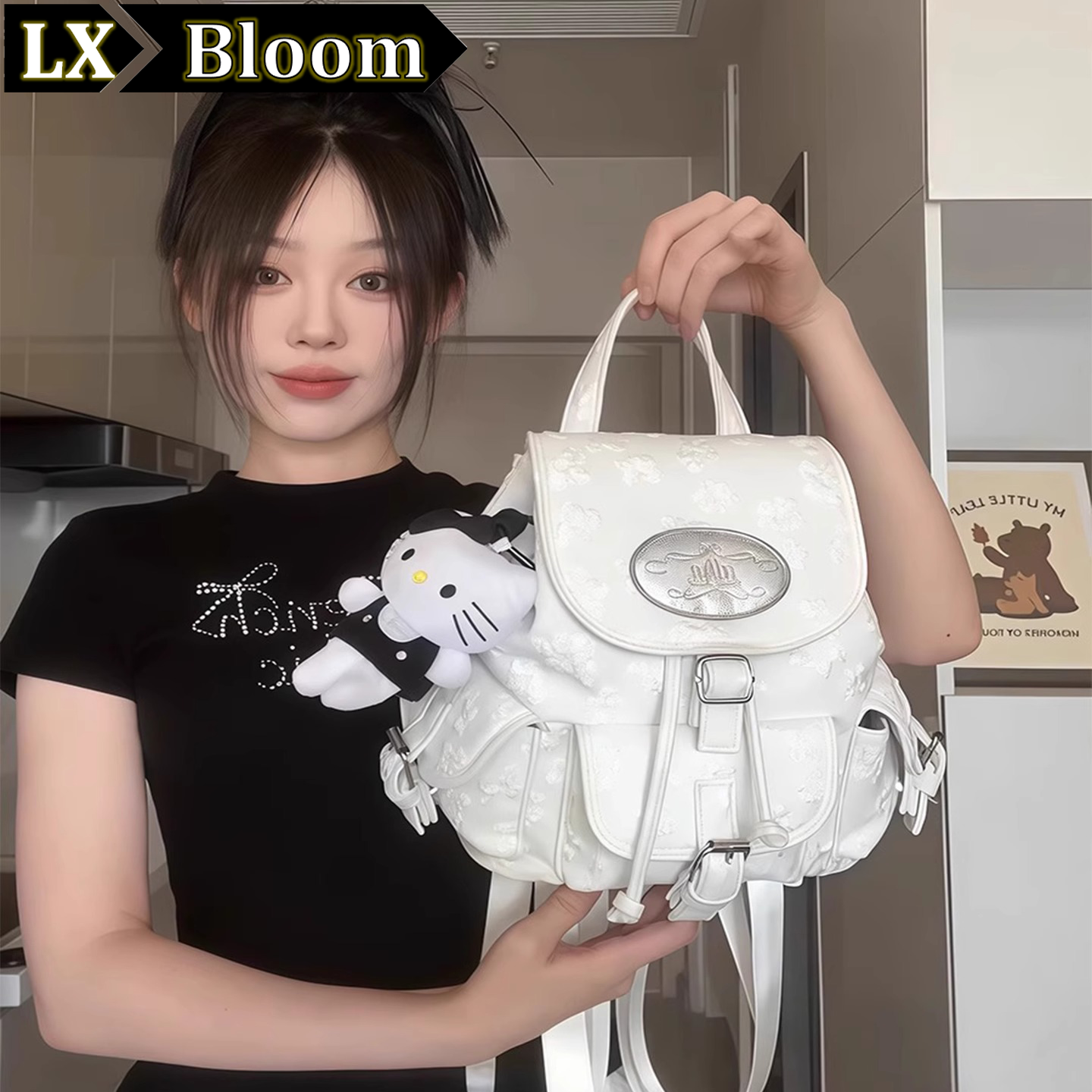 LXBloom虞书欣同款白色韩系包包