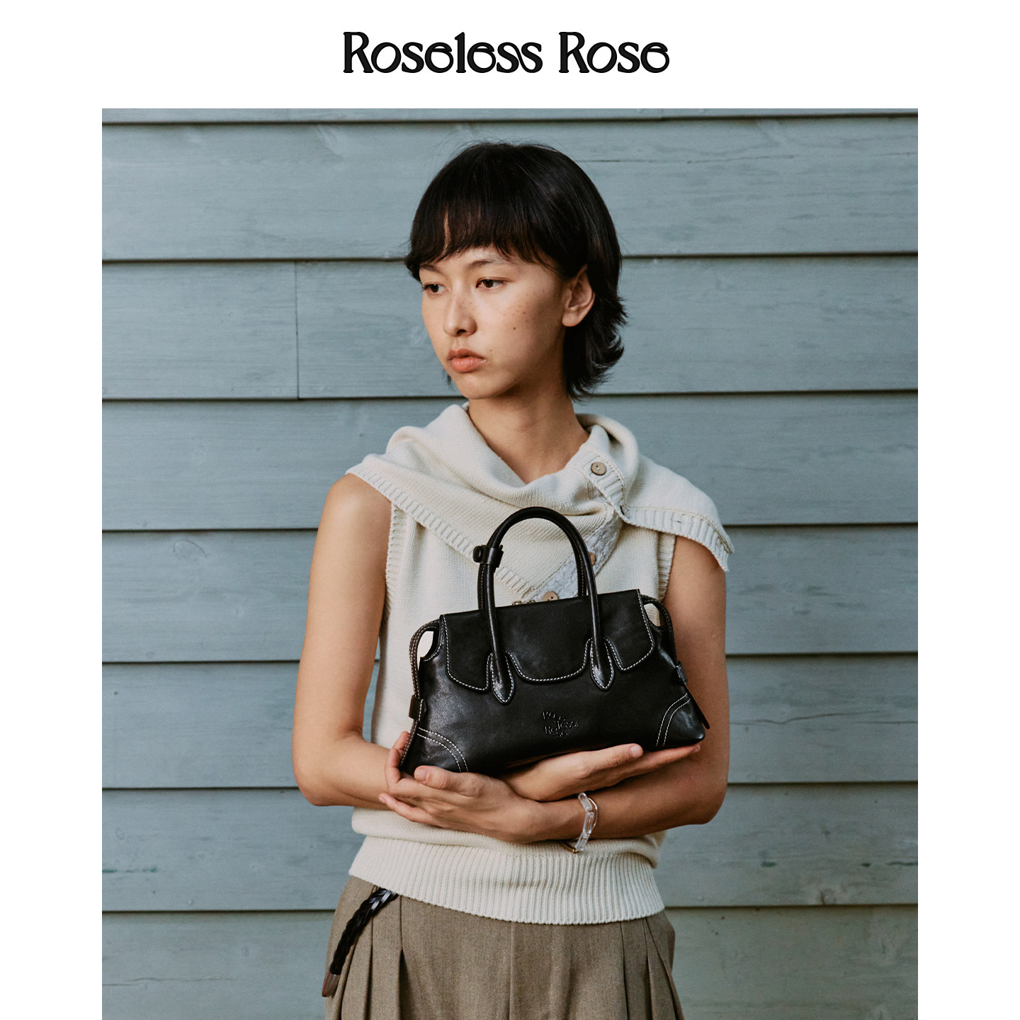 【新年礼物】RoselessRose回声波士顿小号设计师款植鞣皮单肩斜挎