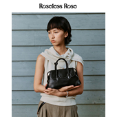 RoselessRose回声波士顿包小号设计师款 波士顿植鞣牛皮斜挎手提包