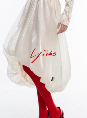 【SUMOIO同款】吉赛尔 yiiks studio米色流光纱不规则泡泡花苞裙