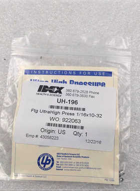 IDEX UH-196 Ftg UltraHigh Press 1/1610-32 WO:922063