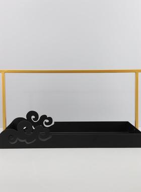 新中式创意金属提篮收纳托盘摆件展厅茶几售楼处酒店软装饰品摆设