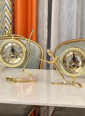 客厅小鸟台钟摆件 创意简约卧室时钟 电视柜桌面饰品