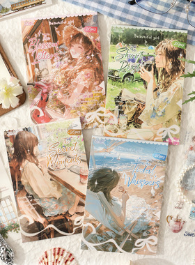 pet贴纸手帐素材法式温柔风动漫少女贴纸20pcs可爱人物风景贴纸包