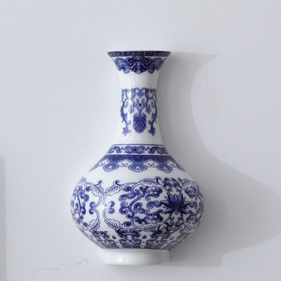 陶瓷器花瓶仿古青花瓷插花器富贵竹客厅家居饰品墙壁挂