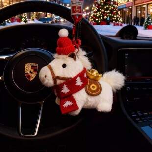 马上有钱挂件马年挂件玩偶毛绒小马可爱包包挂件圣诞节礼物钥匙扣