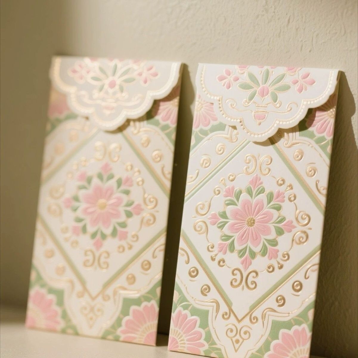 2026新款新年红包惹娘花纹南洋复古柔美的粉利是封通用硬纸可定制