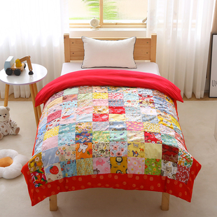 婴幼儿百家被成品包被四季手工百福被棉花盖被幼儿园可脱胆被子