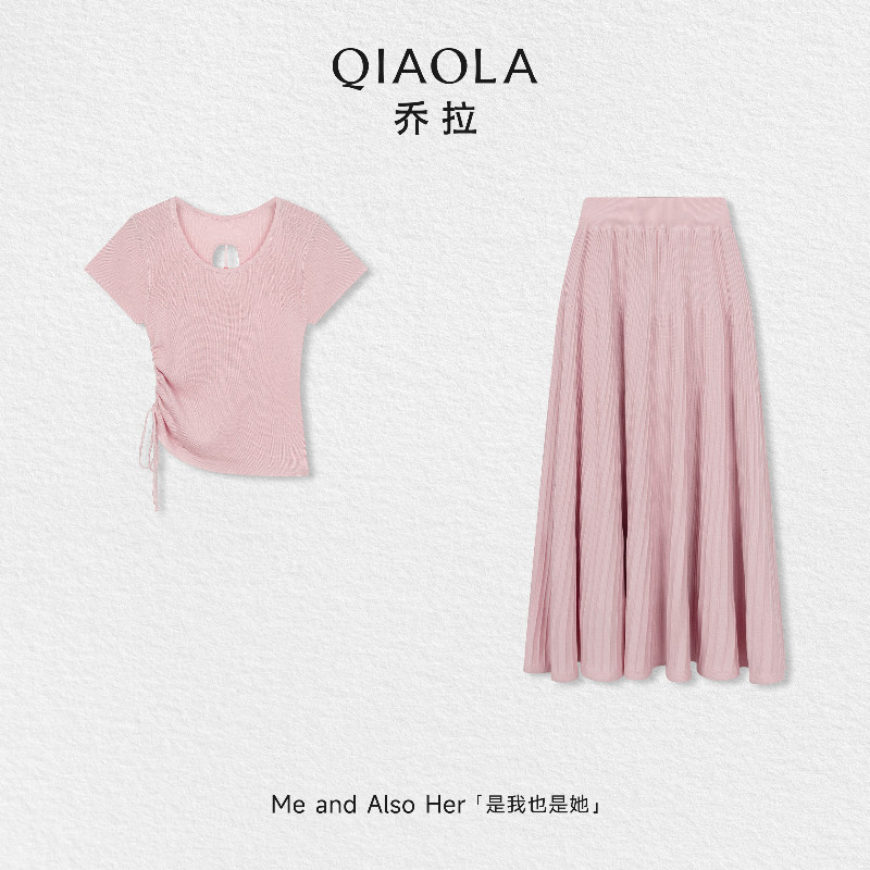 乔拉【轻氧漫步】夏季精致女人风圆领上衣显瘦百搭半身裙