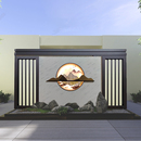 室外庭院别墅入户新中式 不锈钢迎门屏风金属格栅园林景观影壁墙