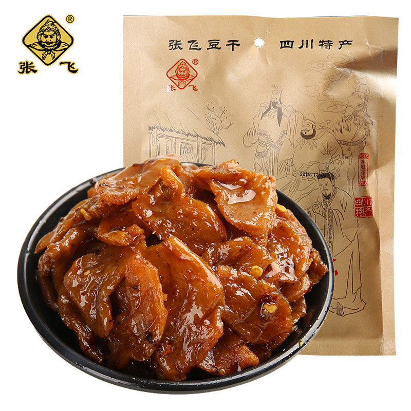 张飞手撕豆干180g四川特产麻辣豆腐干零食豆皮辣条解馋素肉小零食