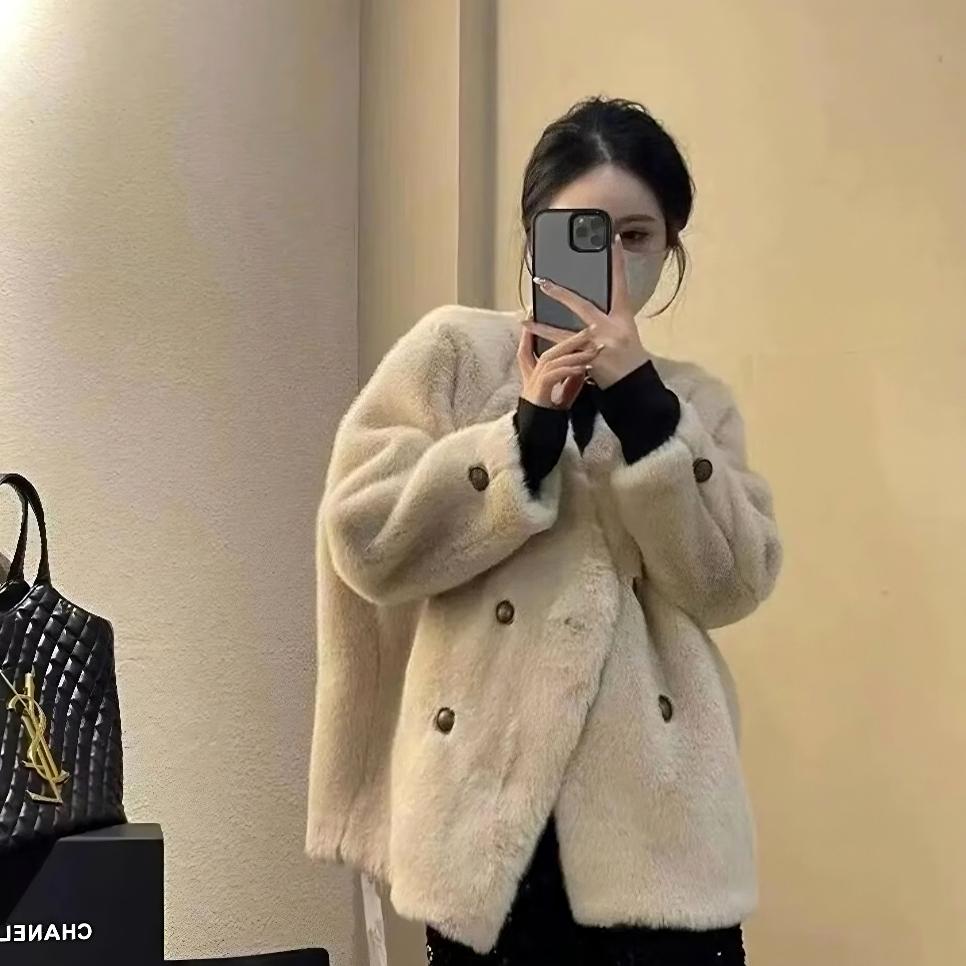 加厚中款高级轻奢洋气毛毛外套女
