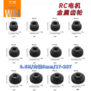 RC电机金属机米紧固齿轮0.6M模内孔5mm 28T 3.175适用模型马达17