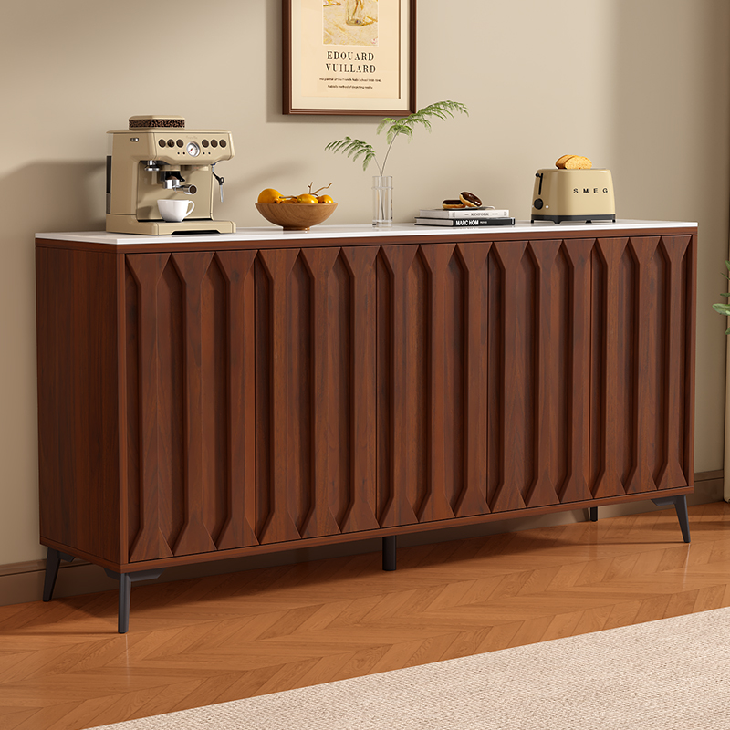 中古风实木餐边柜靠墙一体储物柜