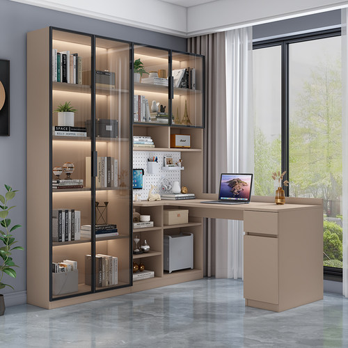 转角书桌书桌书架一体电脑桌