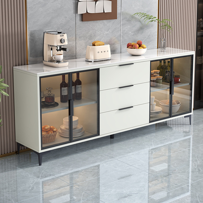 兔宝宝岩板玻璃门餐边柜小户型