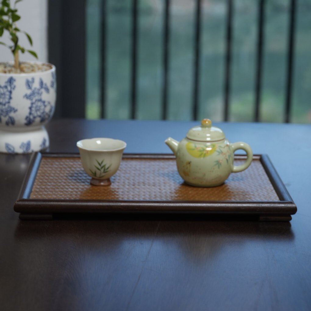 「长欢喜」茶盘高山楠竹杯壶收纳盘干泡台竹编中式围炉煮茶茶台