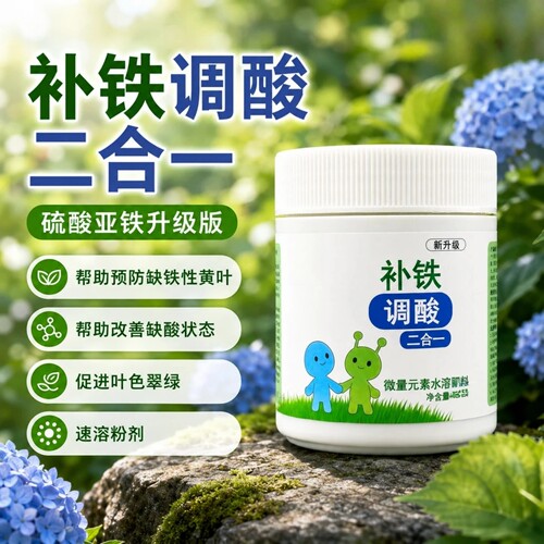 新升级补铁调酸二合一粉剂微量元素水溶肥预防黄叶改善PH硫酸亚铁