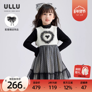 优露童装女童无袖连衣裙ULLU冬新款甜酷波点网纱公主儿童背心裙