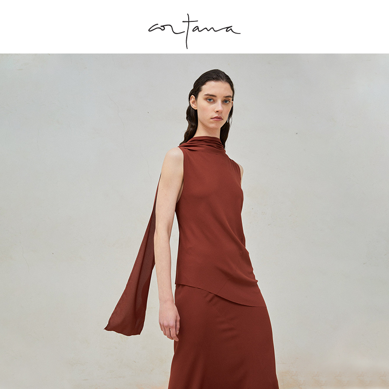 EDDATOP斜裁无袖上衣