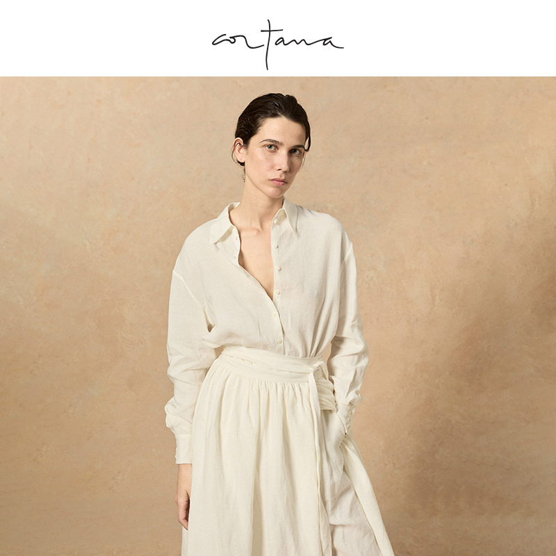 Cortana衬衫亚麻长袖西装领百搭女士衬衫Marlo