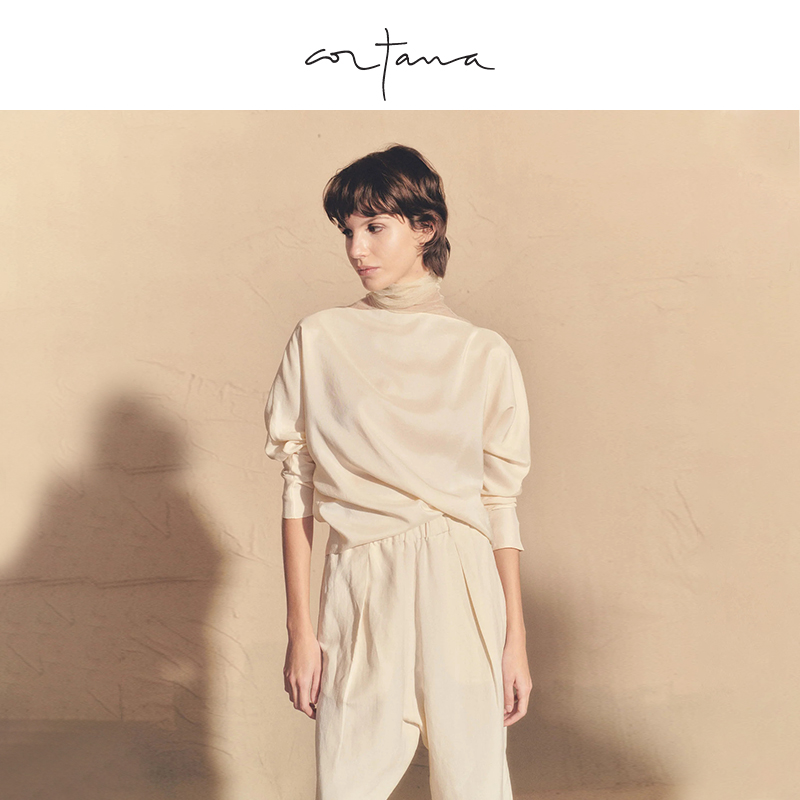 Cortana丝绸薄纱上衣长袖