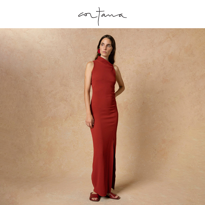 Cortana连衣裙真丝不对称气质及踝长裙裹身连衣裙Fiona