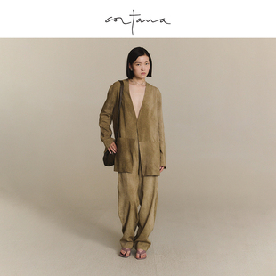 复古慵懒风 Cortana 宽松中长款 开衫 通勤休闲外搭外套 女装