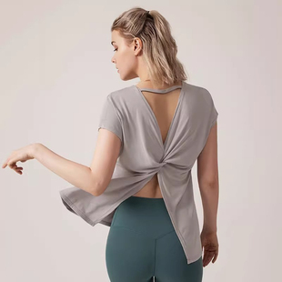 网红普拉提专业训练瑜伽服上衣女夏季 外穿跑步健身速干运动T恤 装