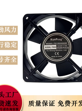 FS12025HAS/B2 220V0.1A金属伏交轴流工业展示机柜箱方形散热风扇