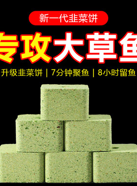 鱼在飞草鱼窝料方块饵料黑坑野钓水库专攻大草鱼饵鱼食韭菜打窝料