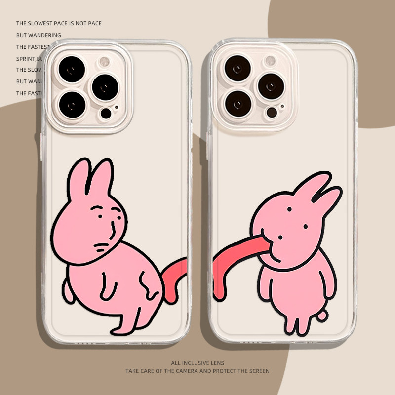 伸舌头粉兔子手机壳适用任意型号