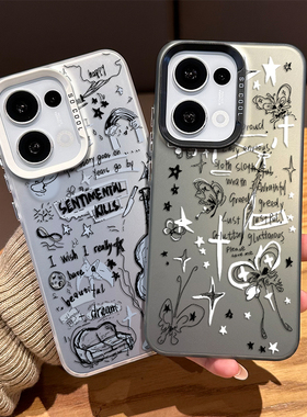 吉他蝴蝶手机壳适用opporeno15pro情侣14艺术13新款12创意11小众10高级感rone9por涂鸦8超好看7爆款6套5外壳