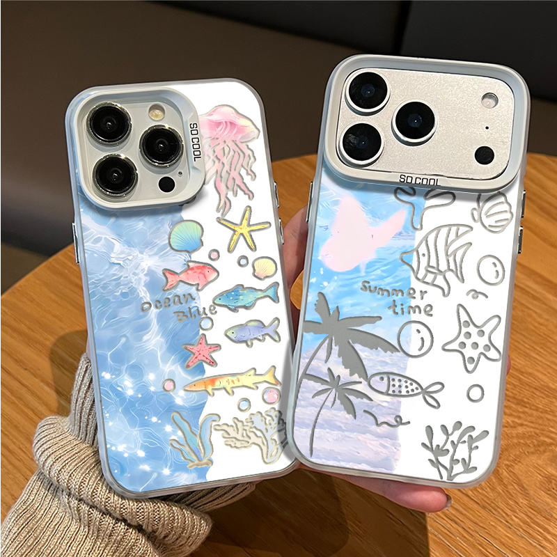 海洋鱼群手机壳适用苹果17promax夏天iphone16pro小清新15plus超好看14创意13mini男女12新款11套x/8/xr/xs/7