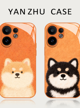 可爱柴犬宝宝手机壳适用vivos50情侣s30promini狗狗20pro橙色19新款18治愈系17超好看16por玻璃15外壳高级感