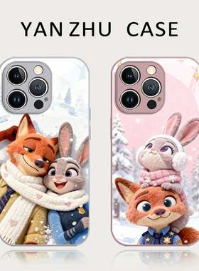 毛绒尼克朱迪手机壳适用苹果17promax疯狂动物城iphone16pro兔子15plus狐狸14tao113mini/12新款11/x/8/xr/xs