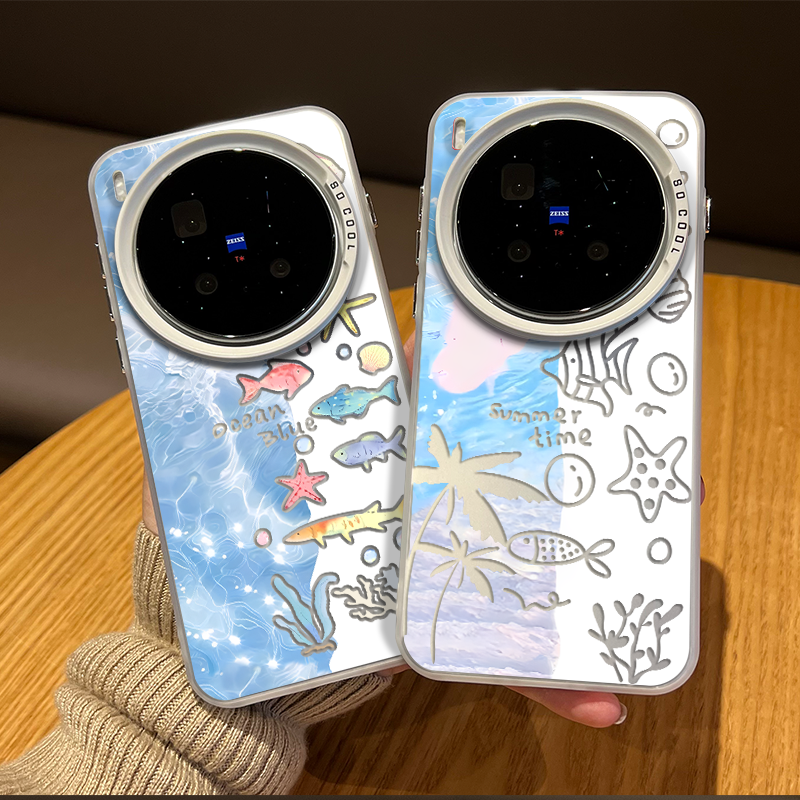 海洋鱼群手机壳适用vivox300pro夏天200promini小清新100ultra超好看90s创意80新款70小众60高级感外壳男女套