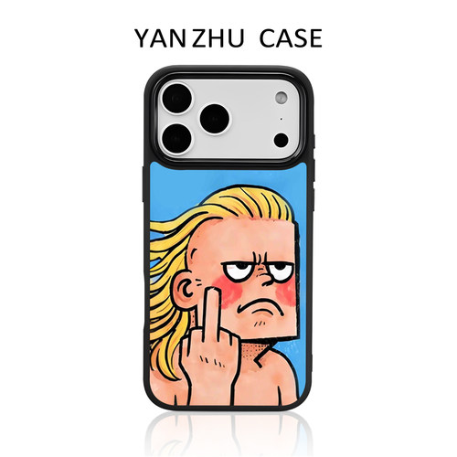 竖中指哈兰德手机壳适用苹果系列