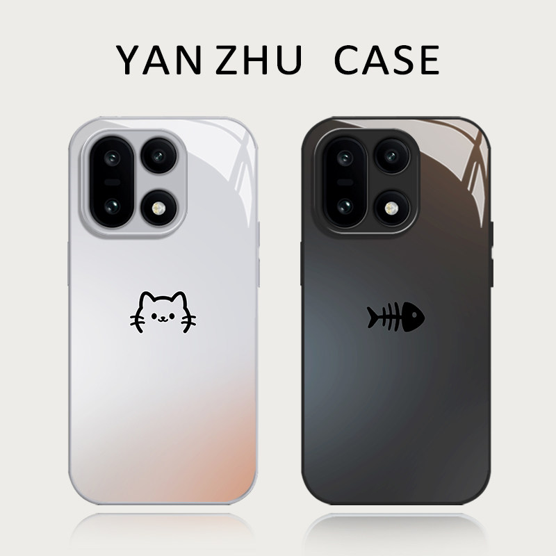 猫咪鱼骨头手机壳适用一加15情侣1+ace6简约13T可爱5pr