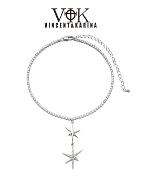 vk饰品  【光遇】星芒瀑布双星锁骨链小众设计师款时尚高级颈链