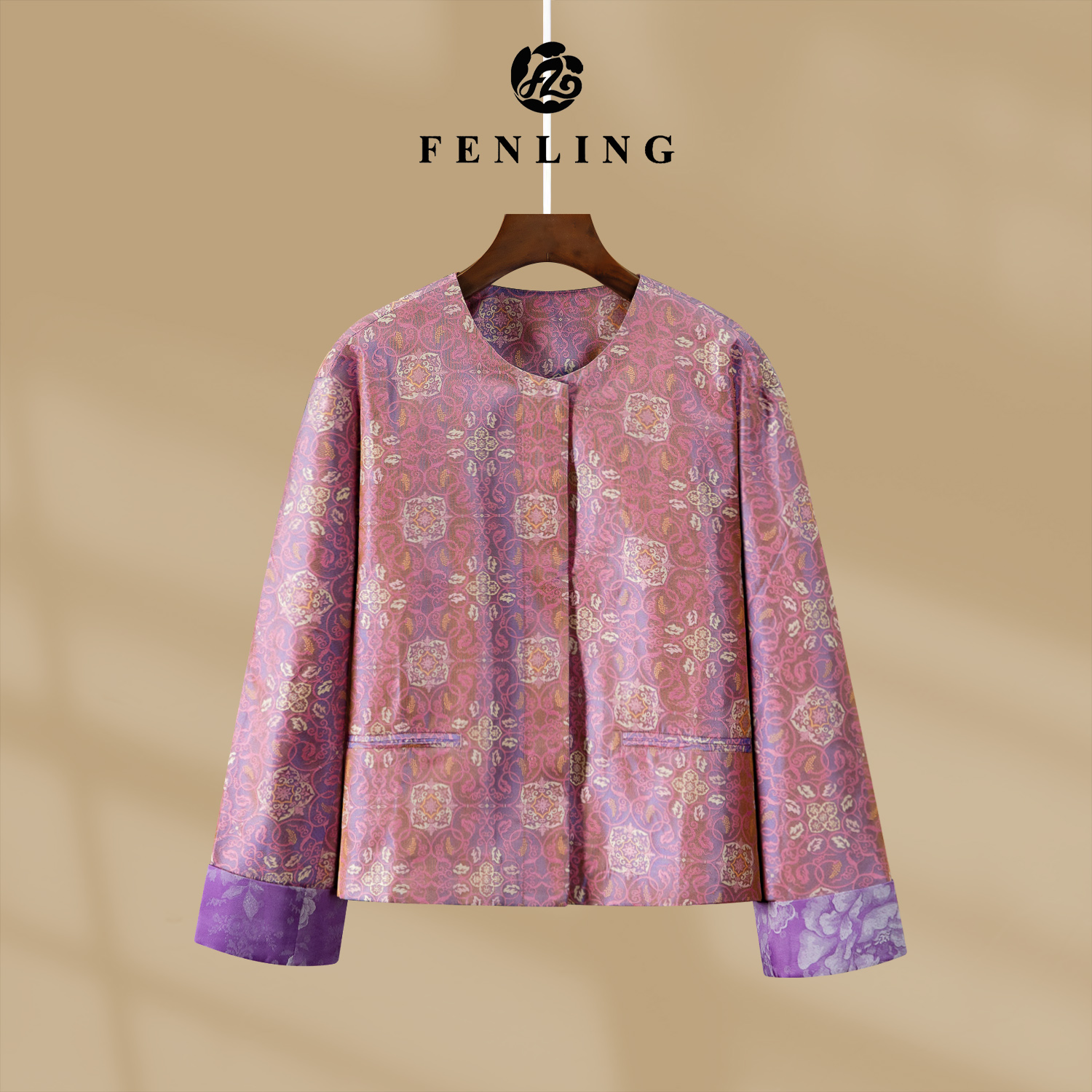 芬领-缠枝葡萄纹-非遗100桑蚕丝蜀锦外套开衫上衣WT362-WT364