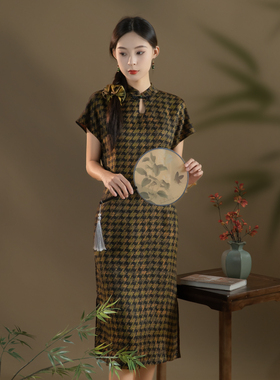 芬领-舒沅-国风非遗桑蚕丝香云纱四经绞罗旗袍连衣裙SY1388