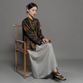 凤凰于飞 桑蚕丝40姆米老缎长袖 衬衫 芬领 上衣外套SY2619 SY2622