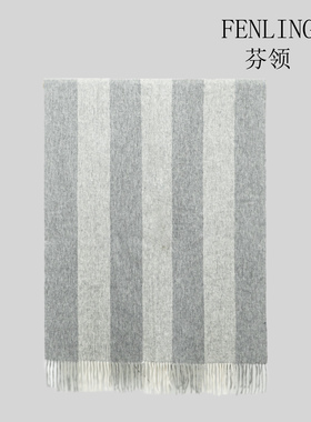 芬领-灰杏色-新款双面羊毛长巾70*180cm女士披肩丝巾/围巾 LS25