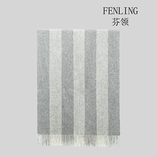 芬领-灰杏色-新款双面羊毛长巾70*180cm女士披肩丝巾/围巾 LS25